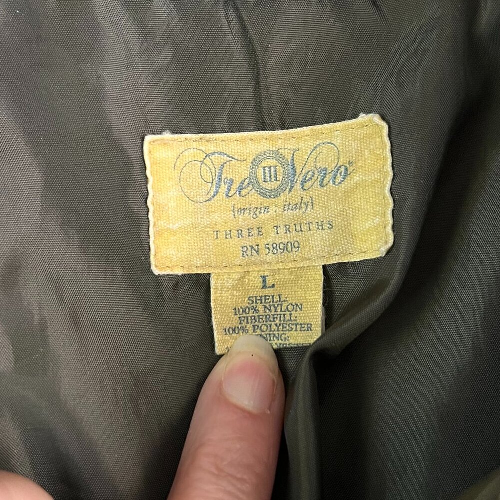 Tre Vero Vintage Diamond Quilted Military Barn Jacket Sz L - Picture 5 of 12